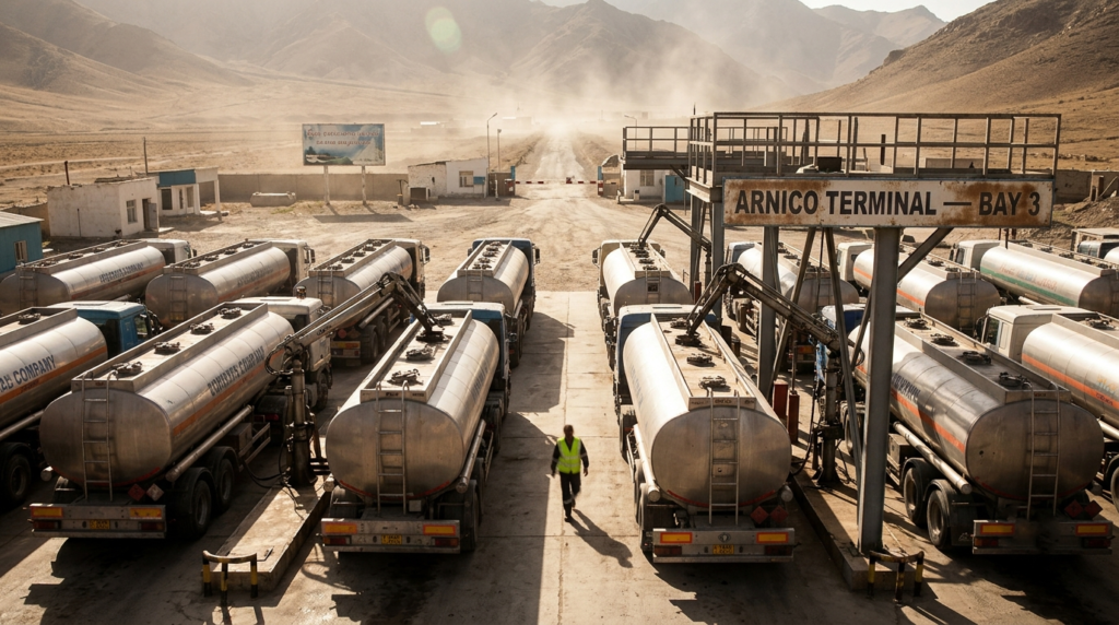 Tankers carrying petroleum products on the trade routes of Afghanistan and neighboring countries